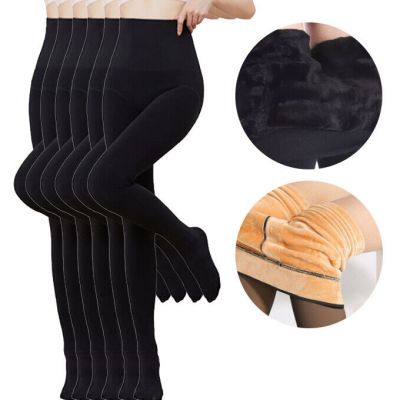 Women's Tights Thick Fleece Faux Fur Lined Stretch High Waist Stockings 6 Pack